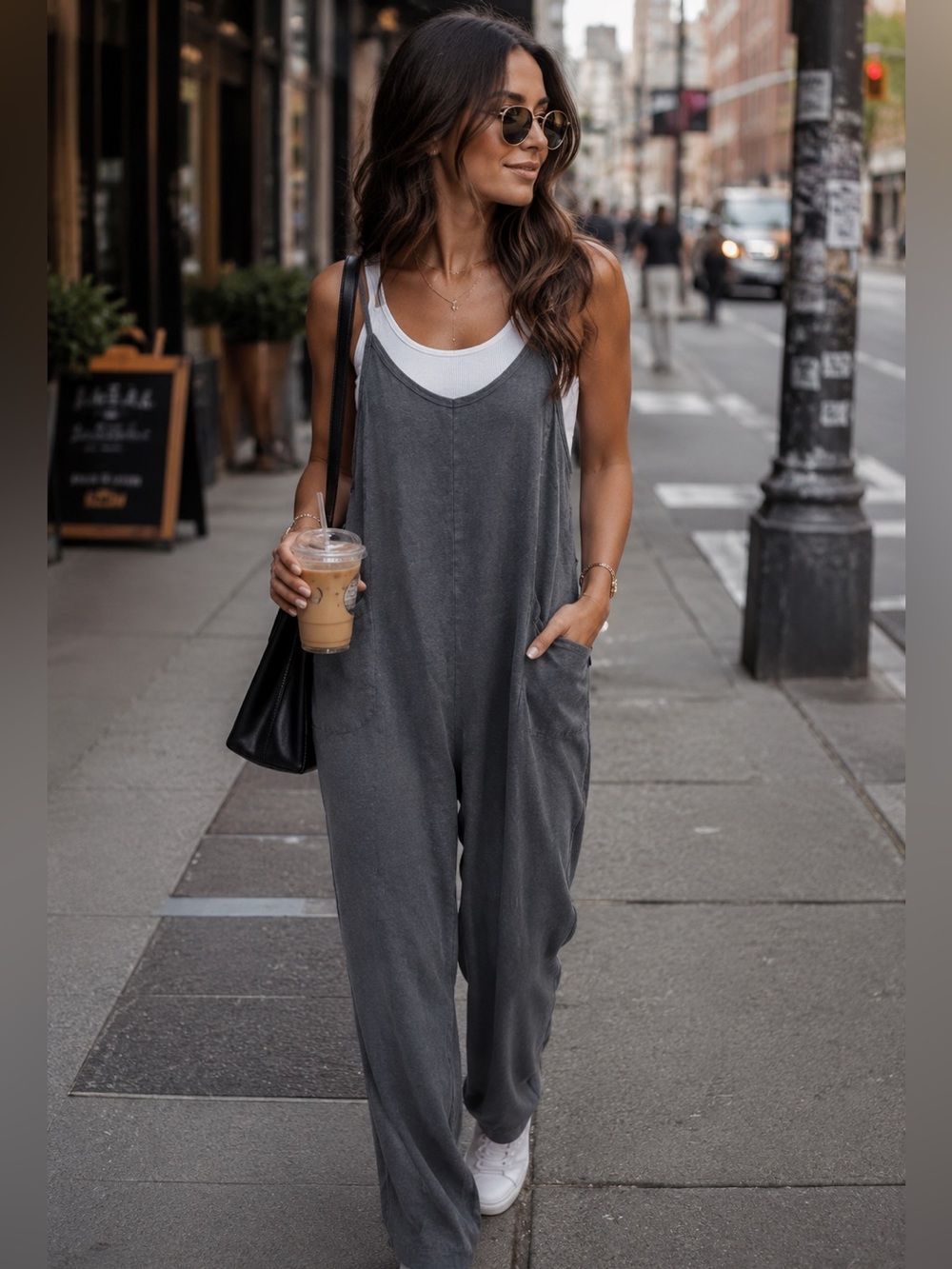 Sincerely Jules Women's Heathered Charcoal Gray Jumpsuit XL